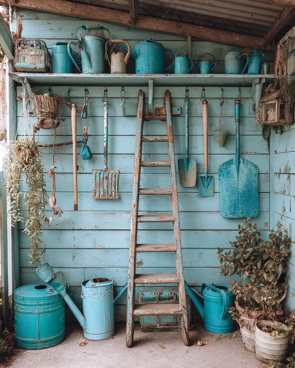 Sky Blue Rustic Garage Decor Ideas