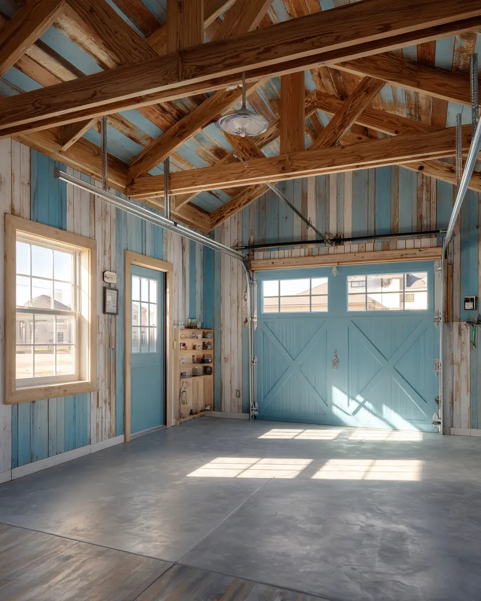 Sky Blue Rustic Garage Decor Ideas