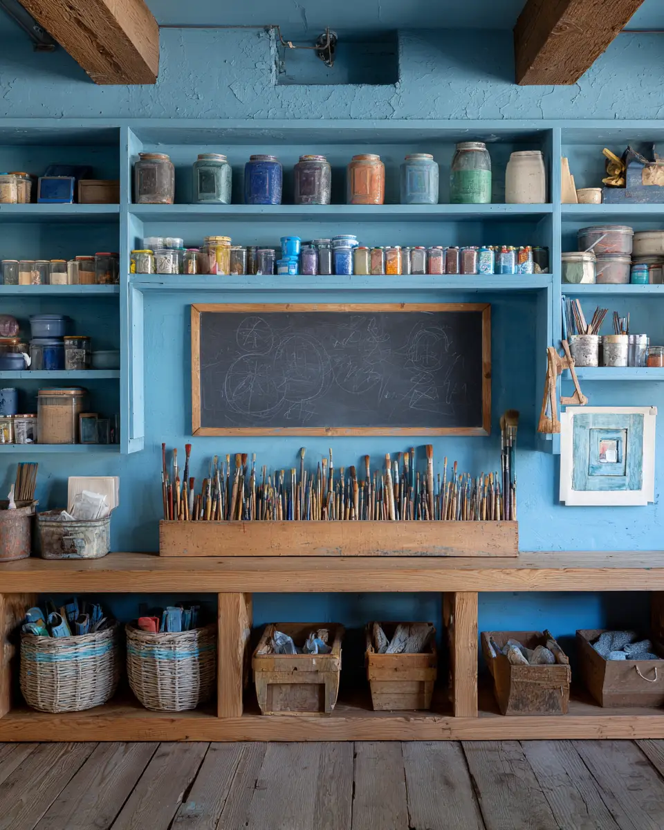 Sky Blue Rustic Garage Decor Ideas