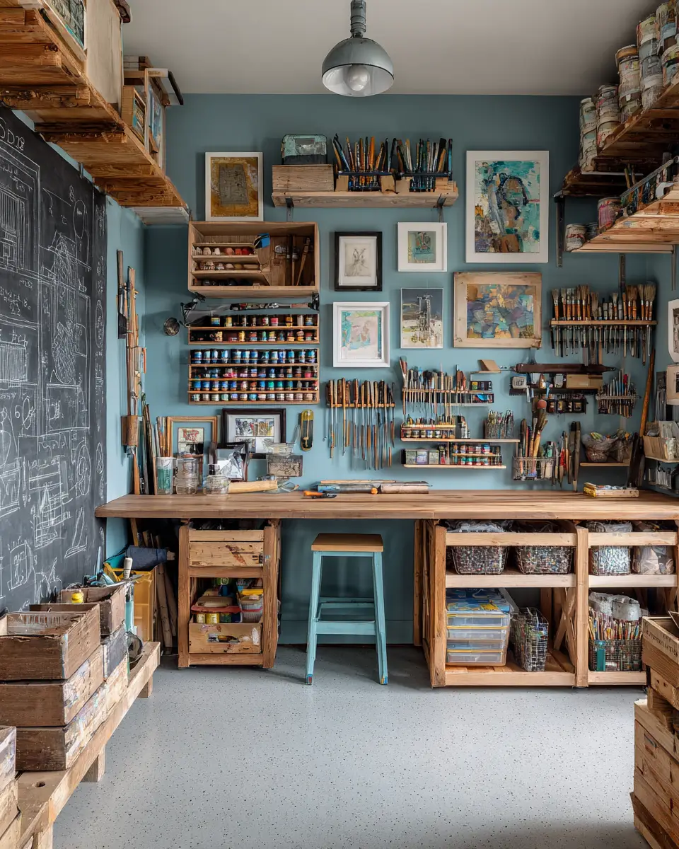 Sky Blue Rustic Garage Decor Ideas