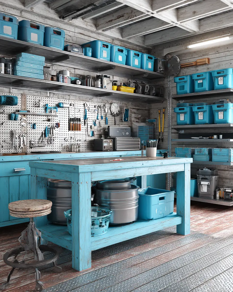 Sky Blue Rustic Garage Decor Ideas