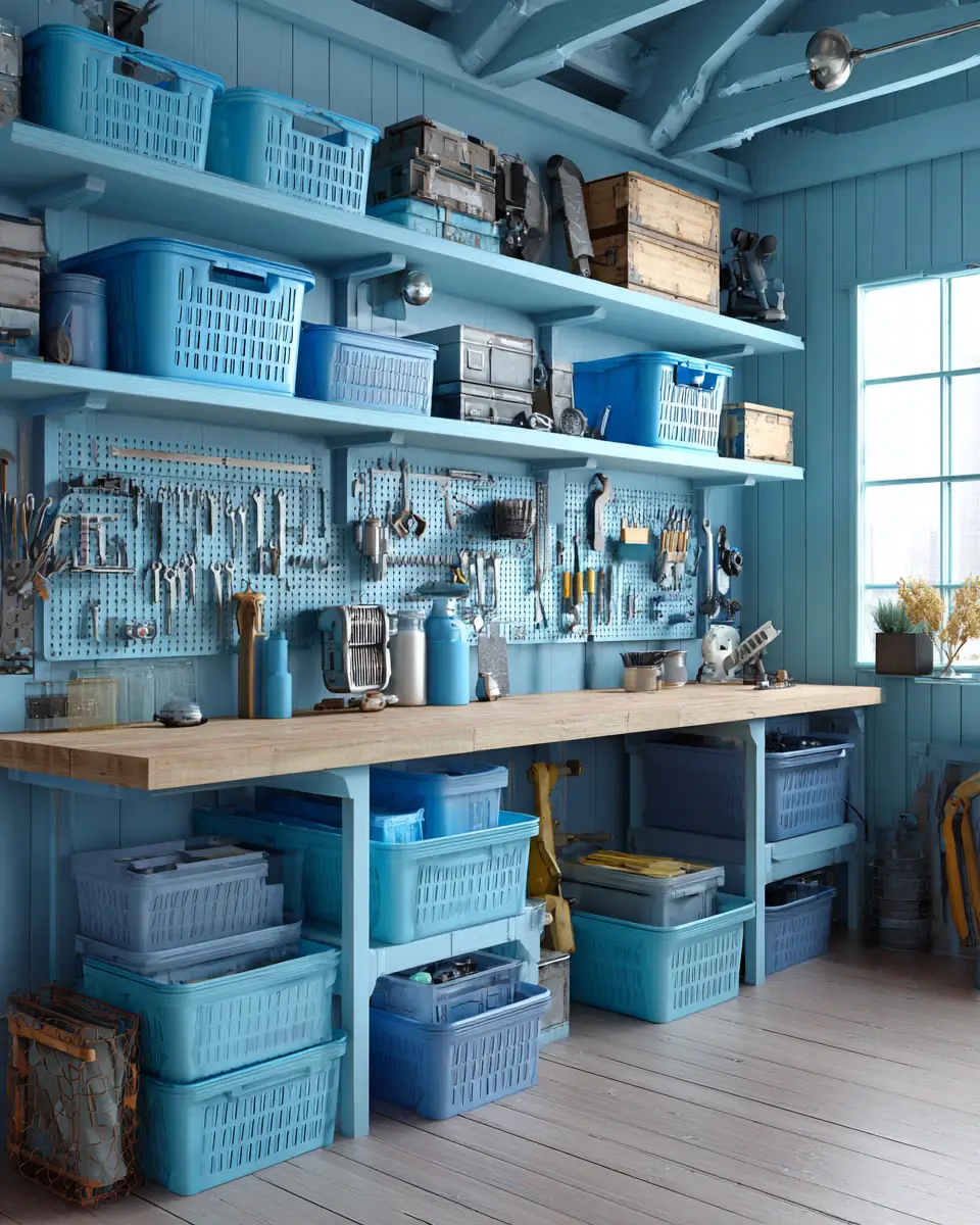 Sky Blue Rustic Garage Decor Ideas