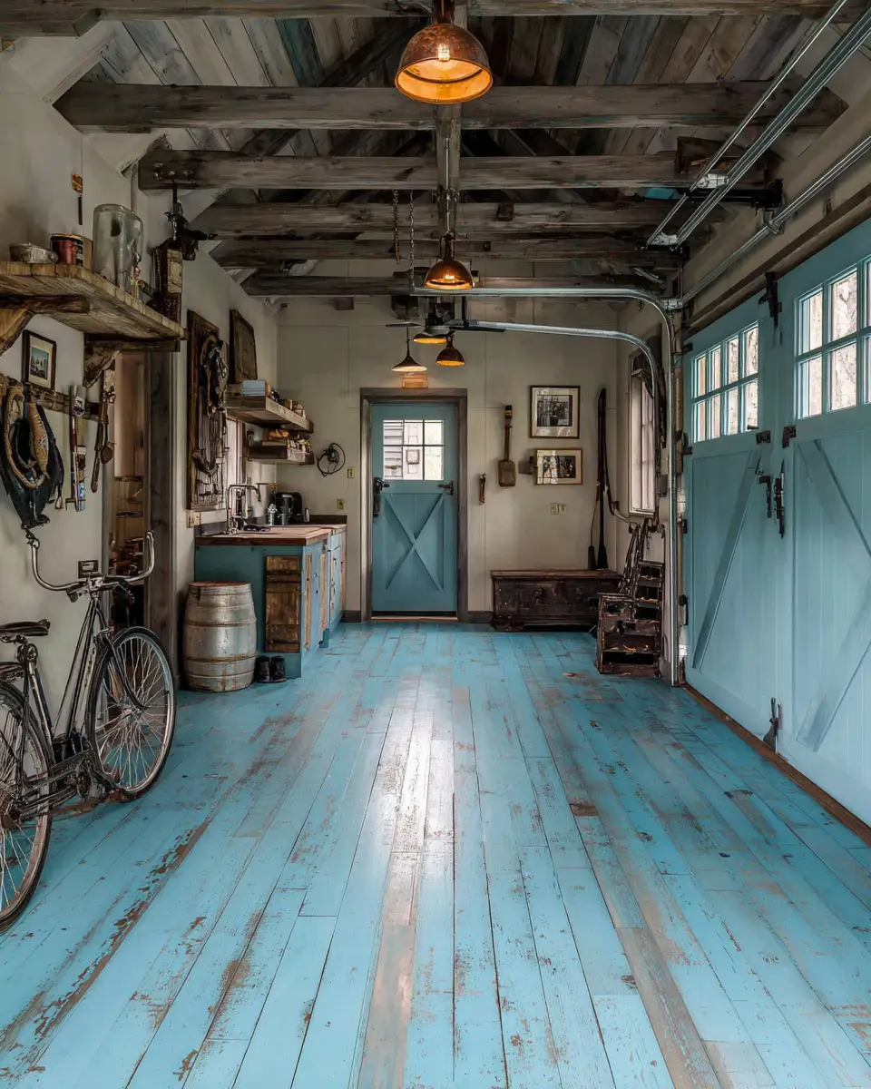 Sky Blue Rustic Garage Decor Ideas