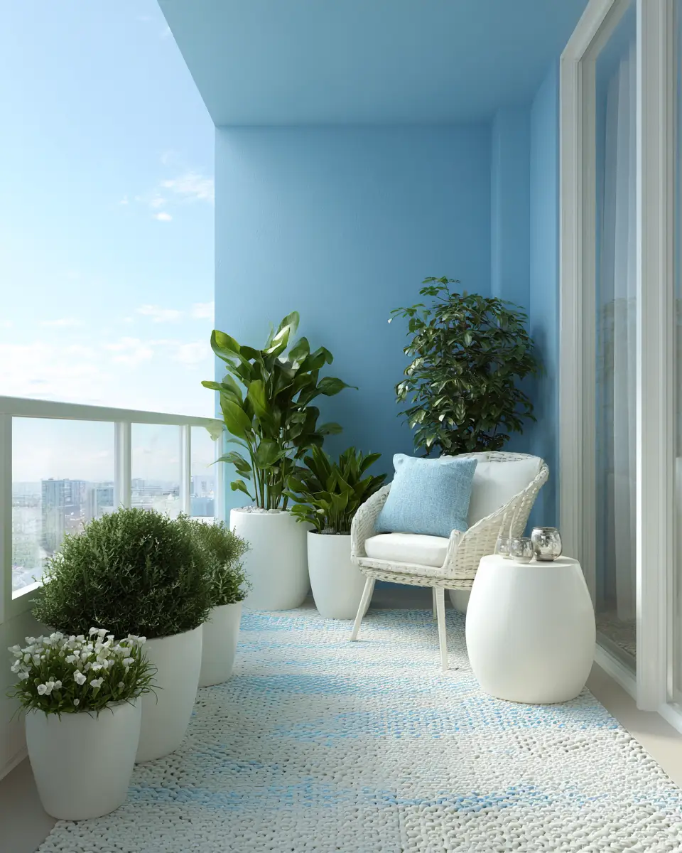 Sky Blue Scandinavian Balcony Decor Ideas