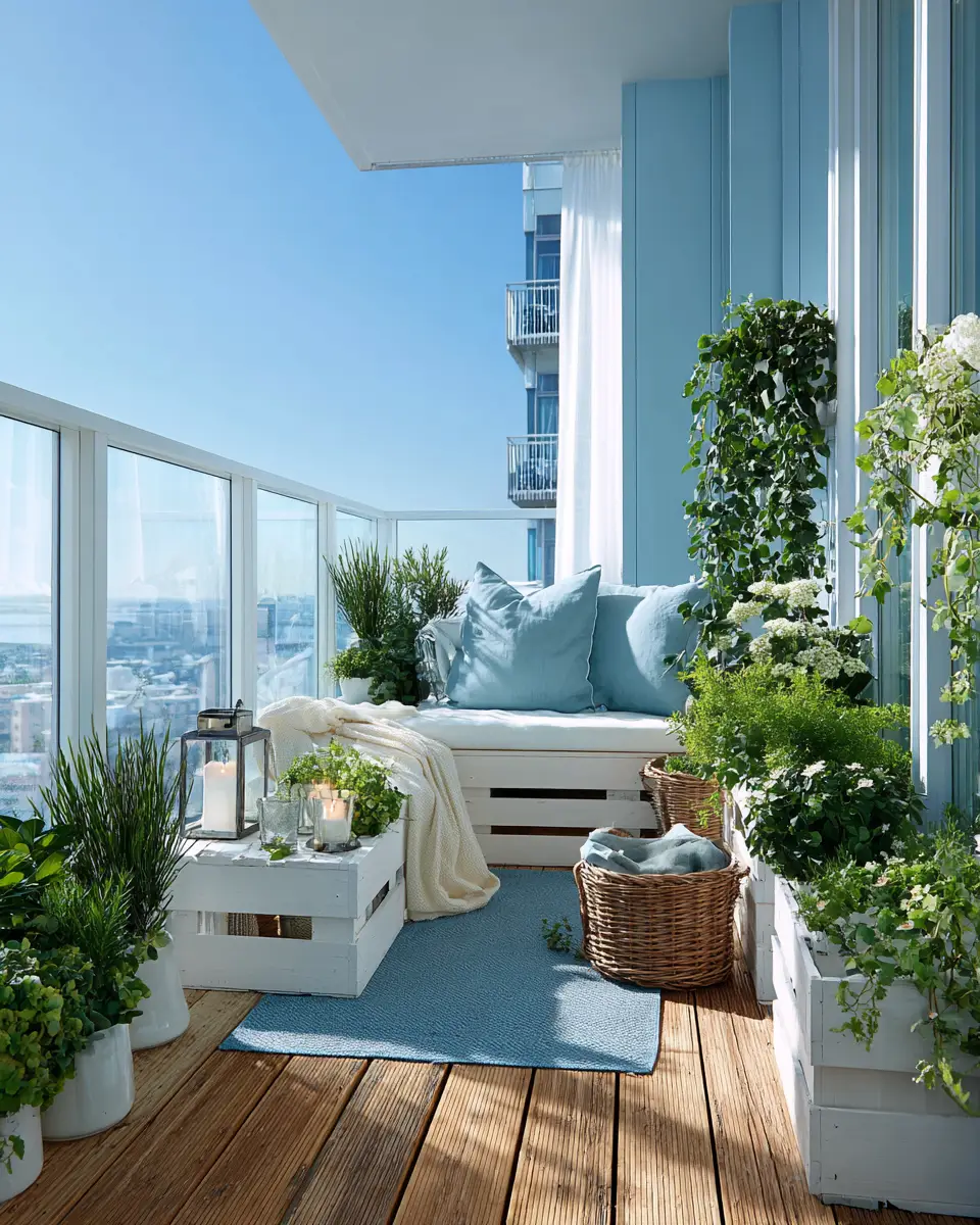 Sky Blue Scandinavian Balcony Decor Ideas