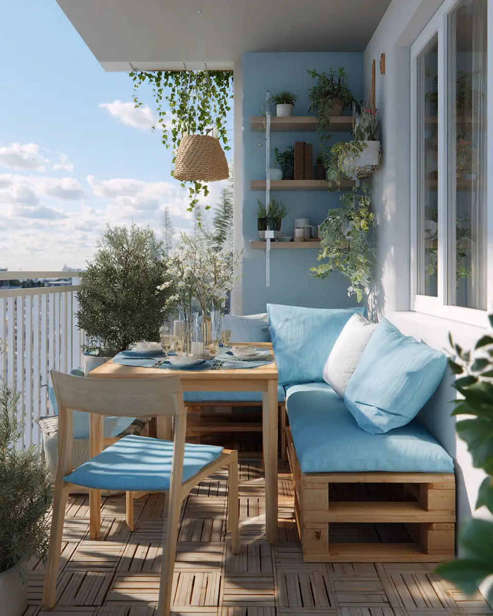 Sky Blue Scandinavian Balcony Decor Ideas