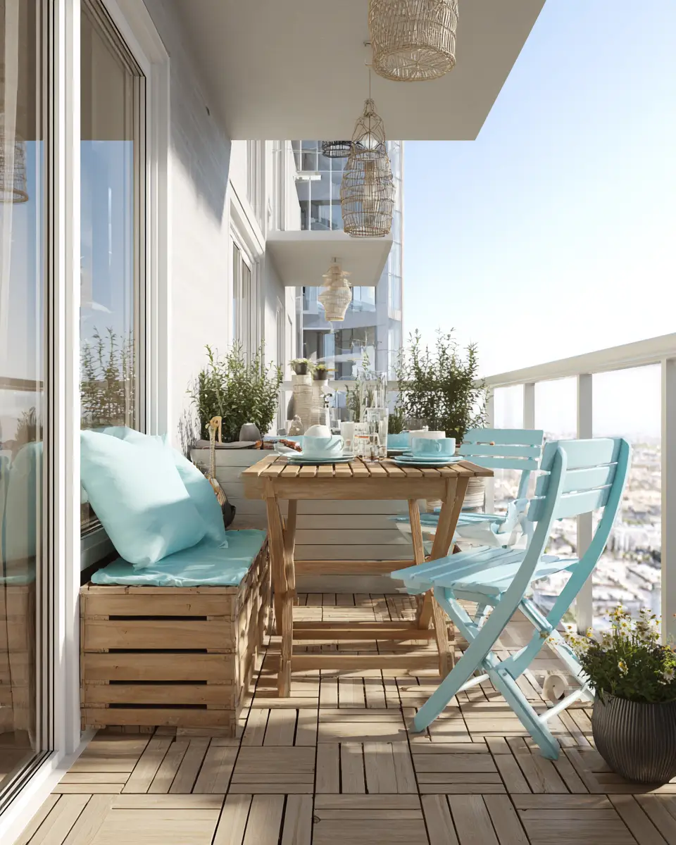 Sky Blue Scandinavian Balcony Decor Ideas