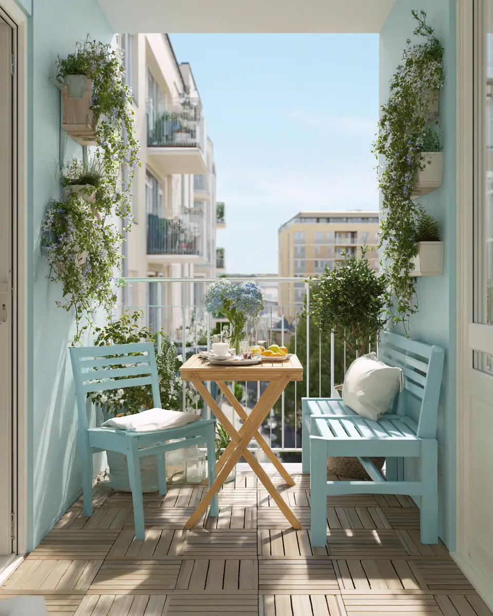 Sky Blue Scandinavian Balcony Decor Ideas