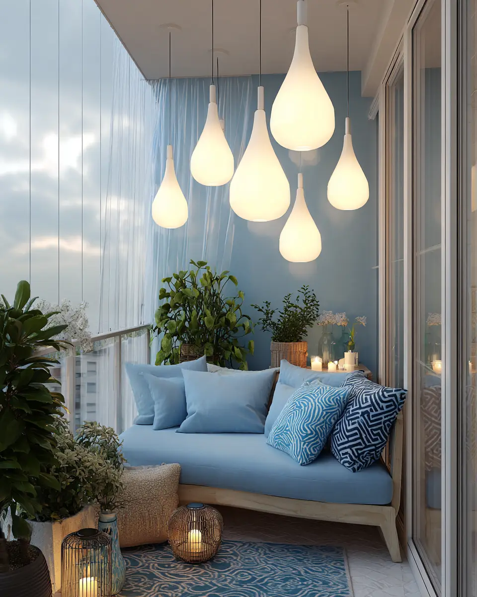 Sky Blue Scandinavian Balcony Decor Ideas