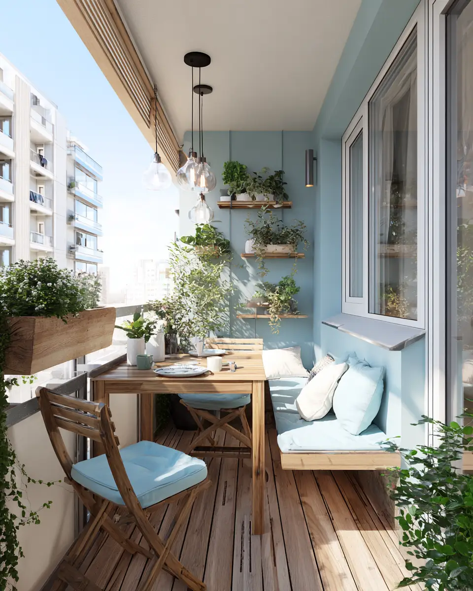 Sky Blue Scandinavian Balcony Decor Ideas
