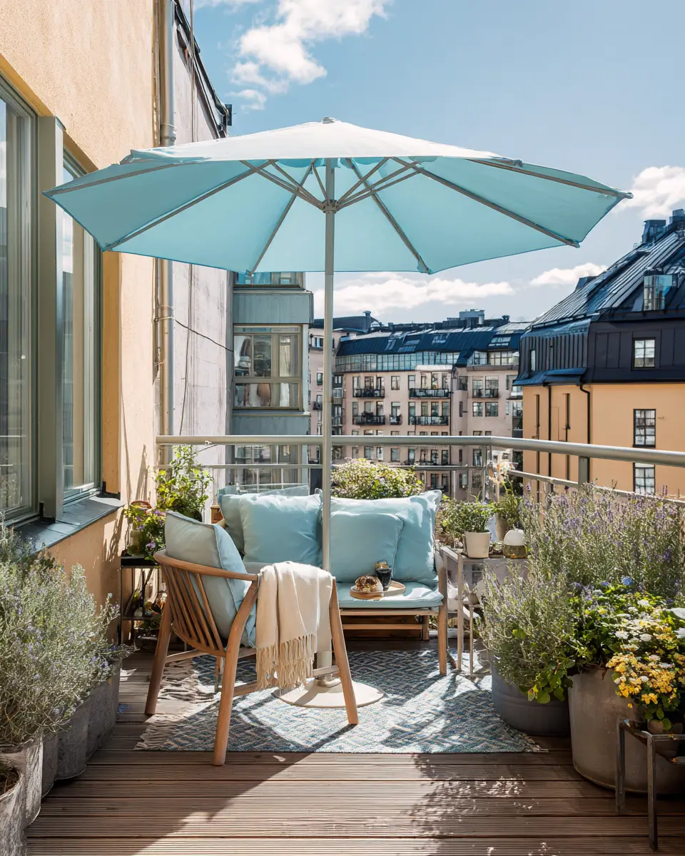 Sky Blue Scandinavian Balcony Decor Ideas