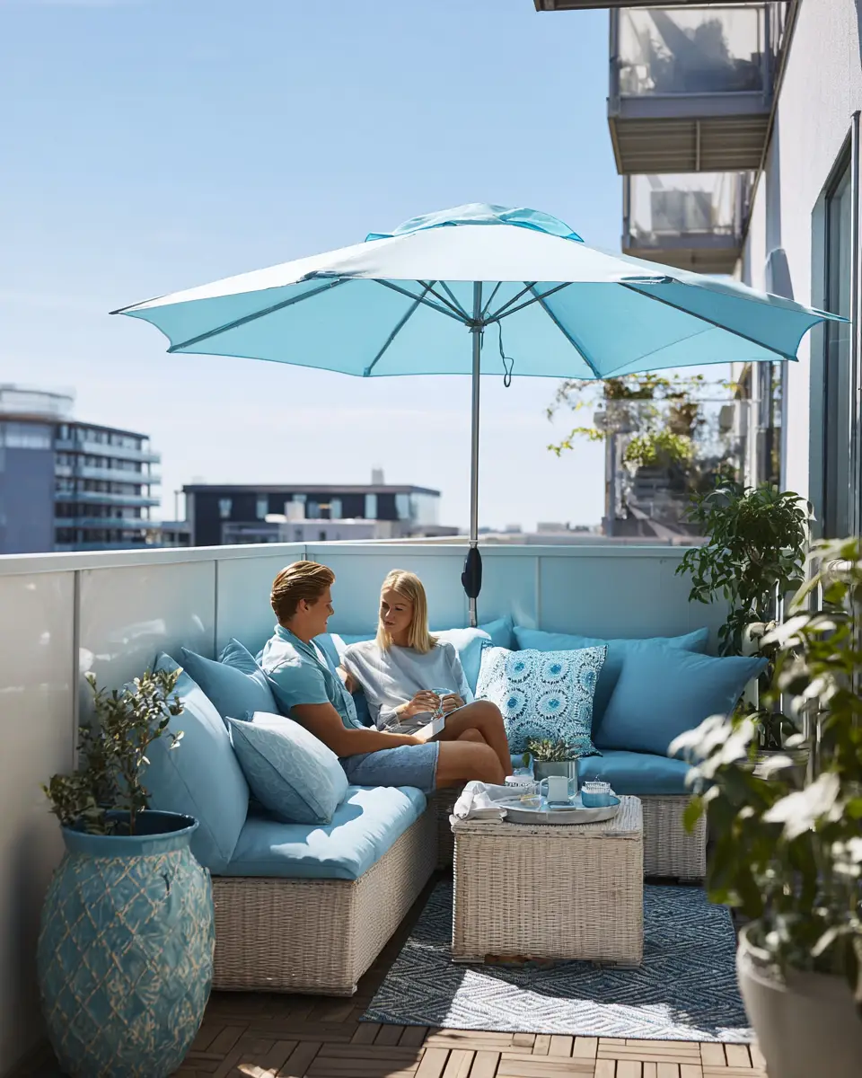 Sky Blue Scandinavian Balcony Decor Ideas
