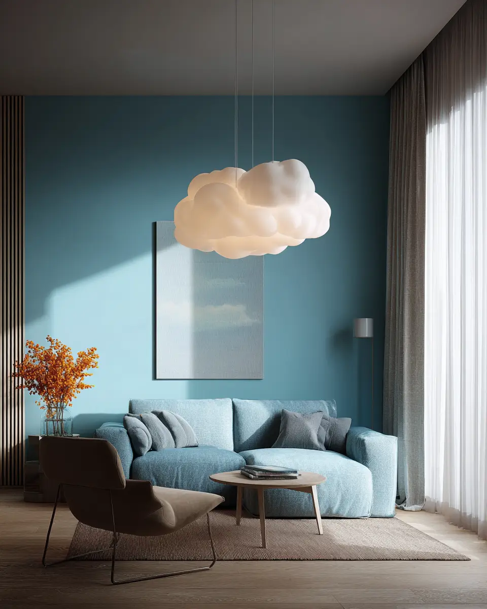 Sky Blue Scandinavian Living Room Decor Ideas