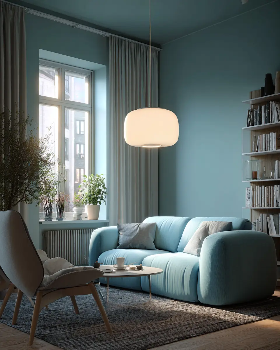 Sky Blue Scandinavian Living Room Decor Ideas