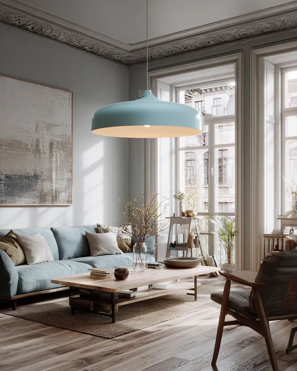 Sky Blue Scandinavian Living Room Decor Ideas