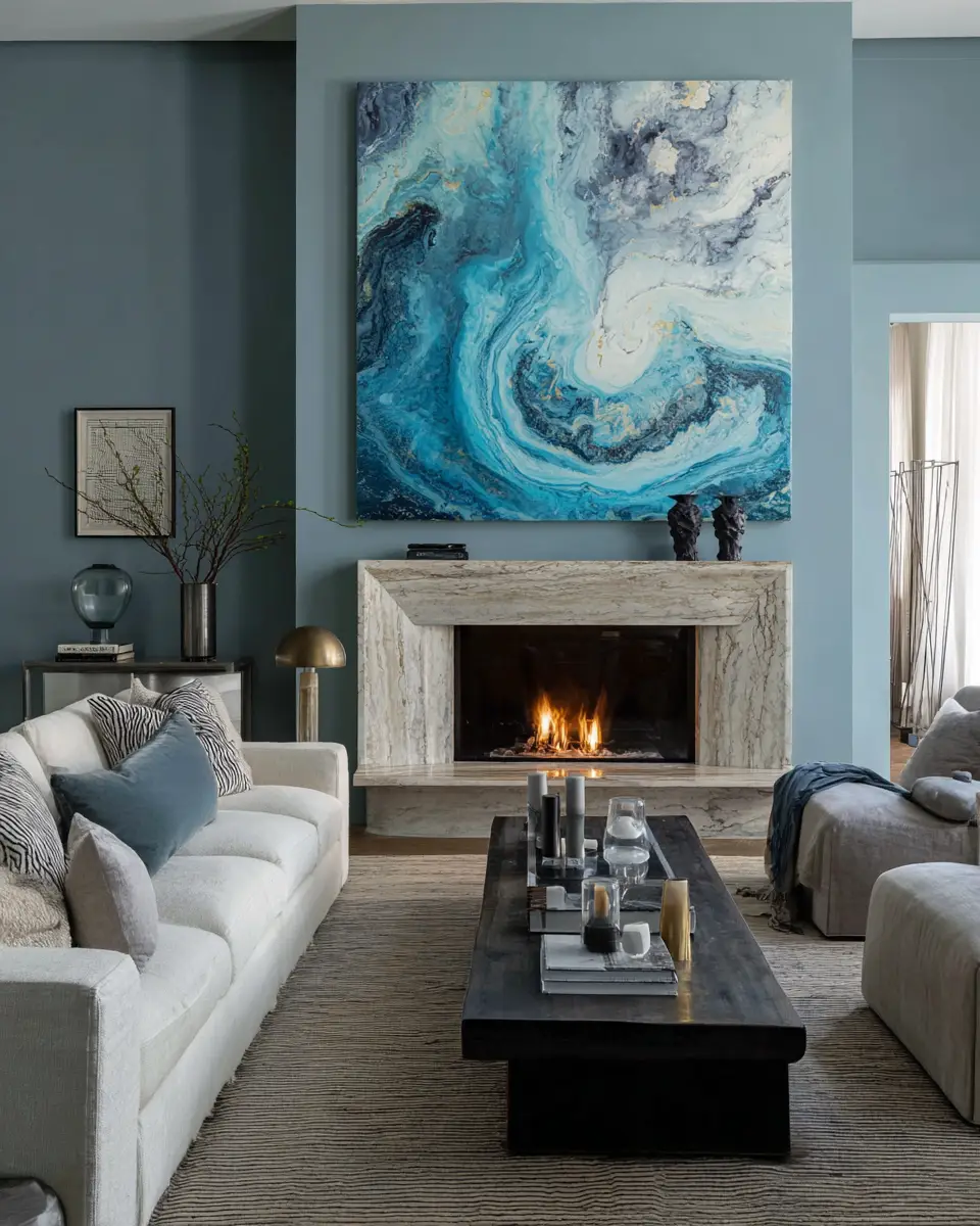 Sky Blue Scandinavian Living Room Decor Ideas