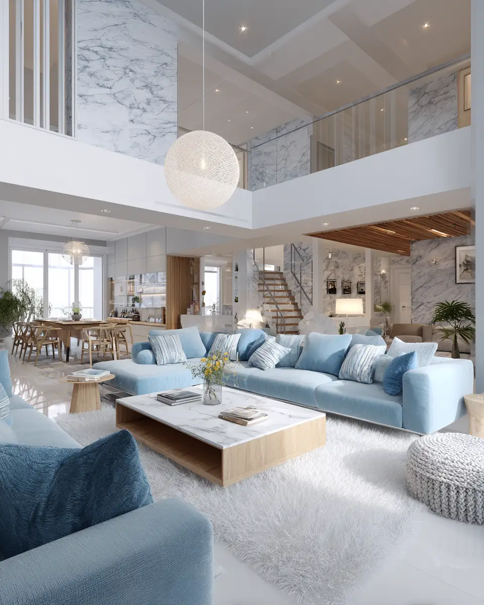 Sky Blue Scandinavian Living Room Decor Ideas