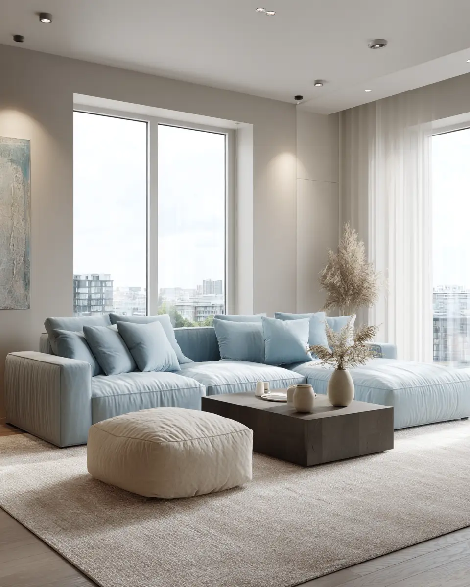 Sky Blue Scandinavian Living Room Decor Ideas