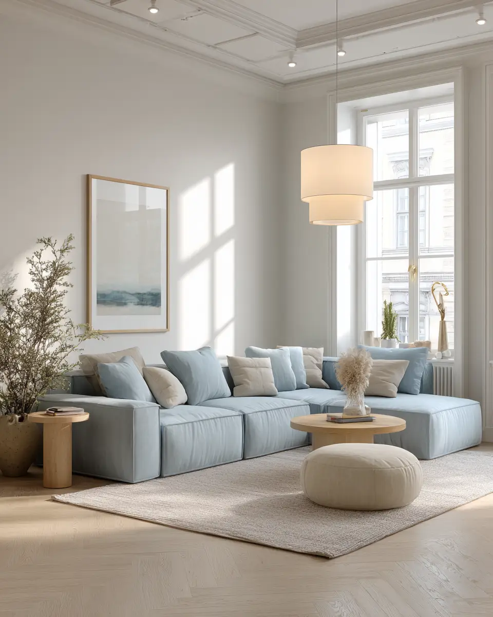 Sky Blue Scandinavian Living Room Decor Ideas