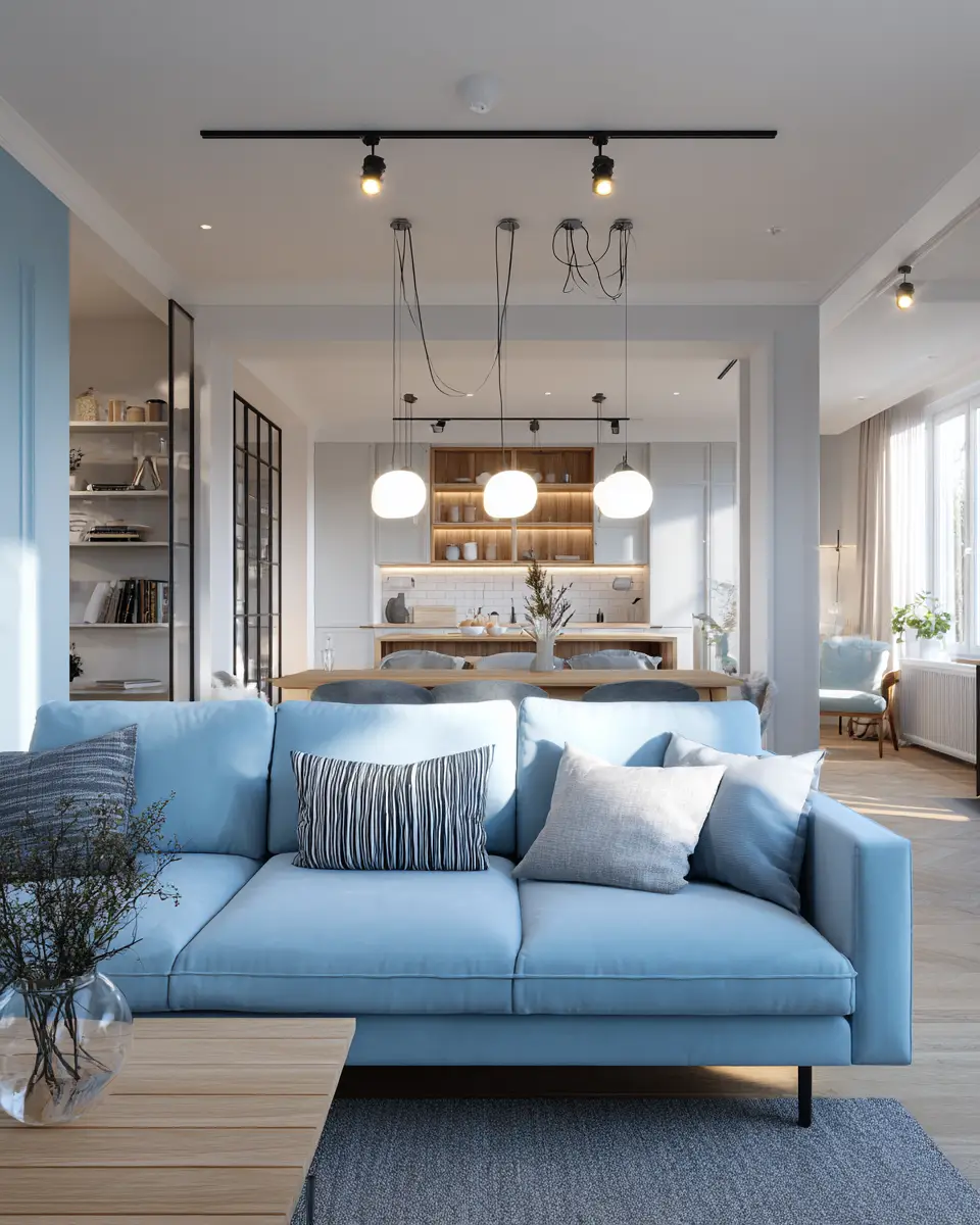 Sky Blue Scandinavian Living Room Decor Ideas