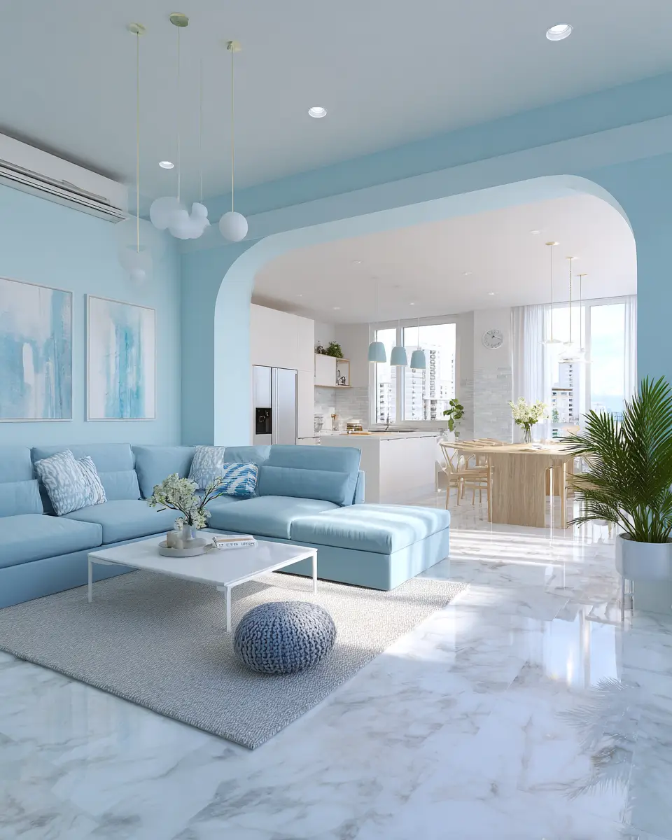 Sky Blue Scandinavian Living Room Decor Ideas