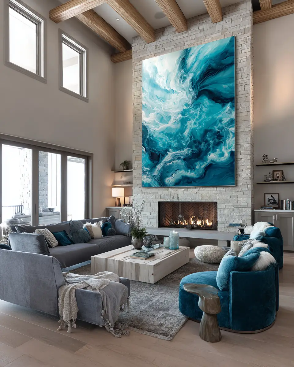 Sky Blue Scandinavian Living Room Decor Ideas