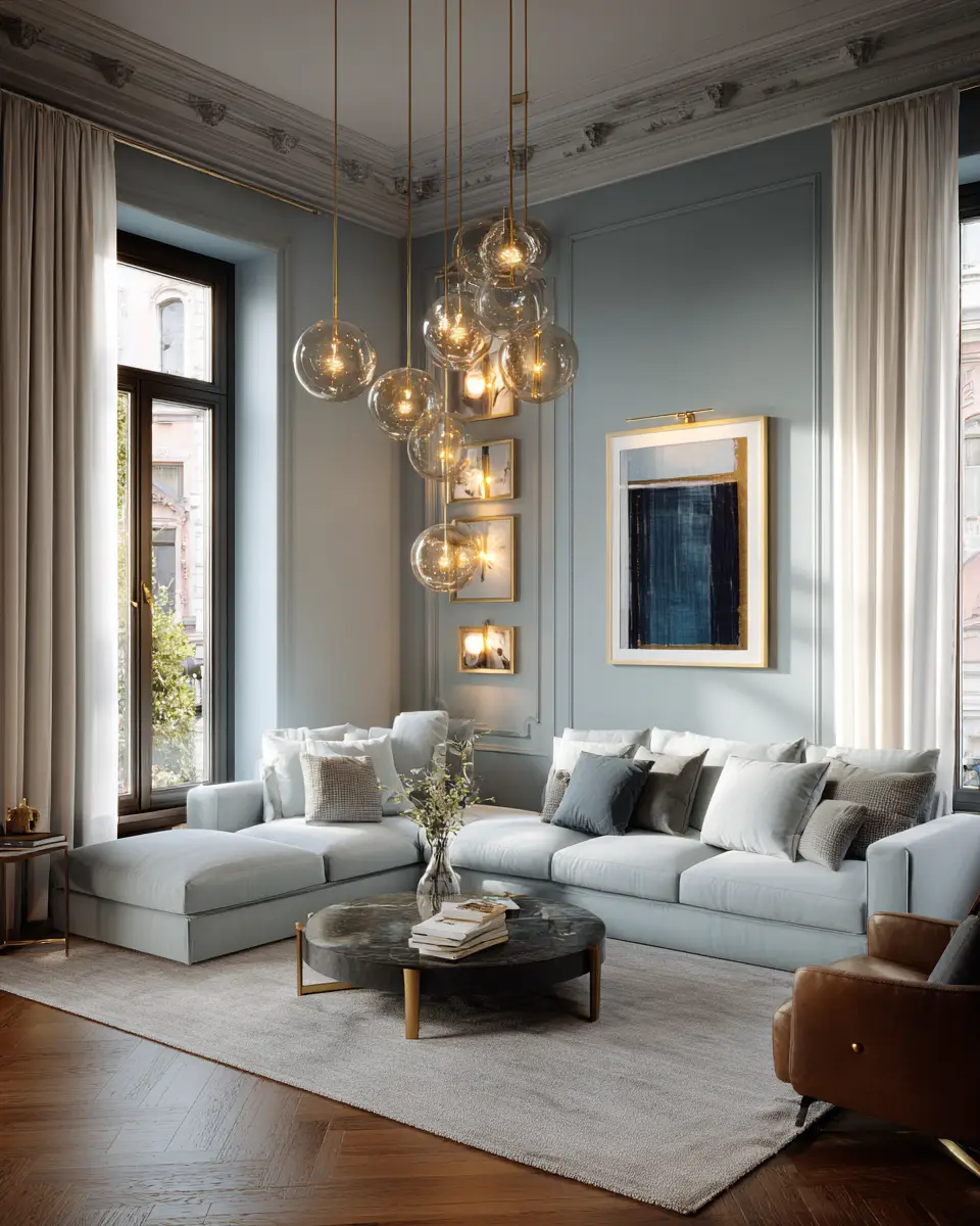 Sky Blue Scandinavian Living Room Decor Ideas