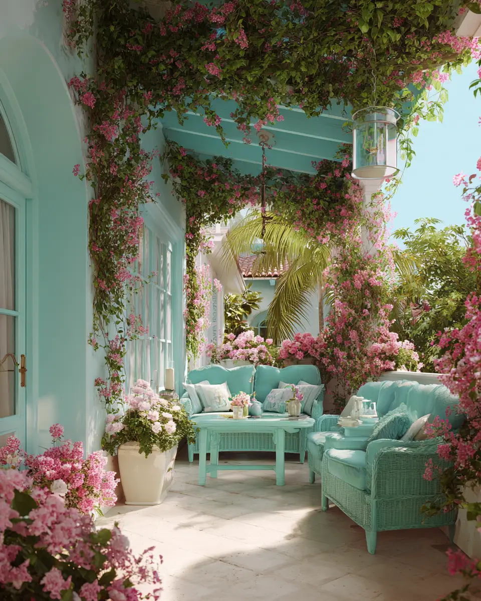 Sky Blue Vintage Patio Decor Ideas - Featured