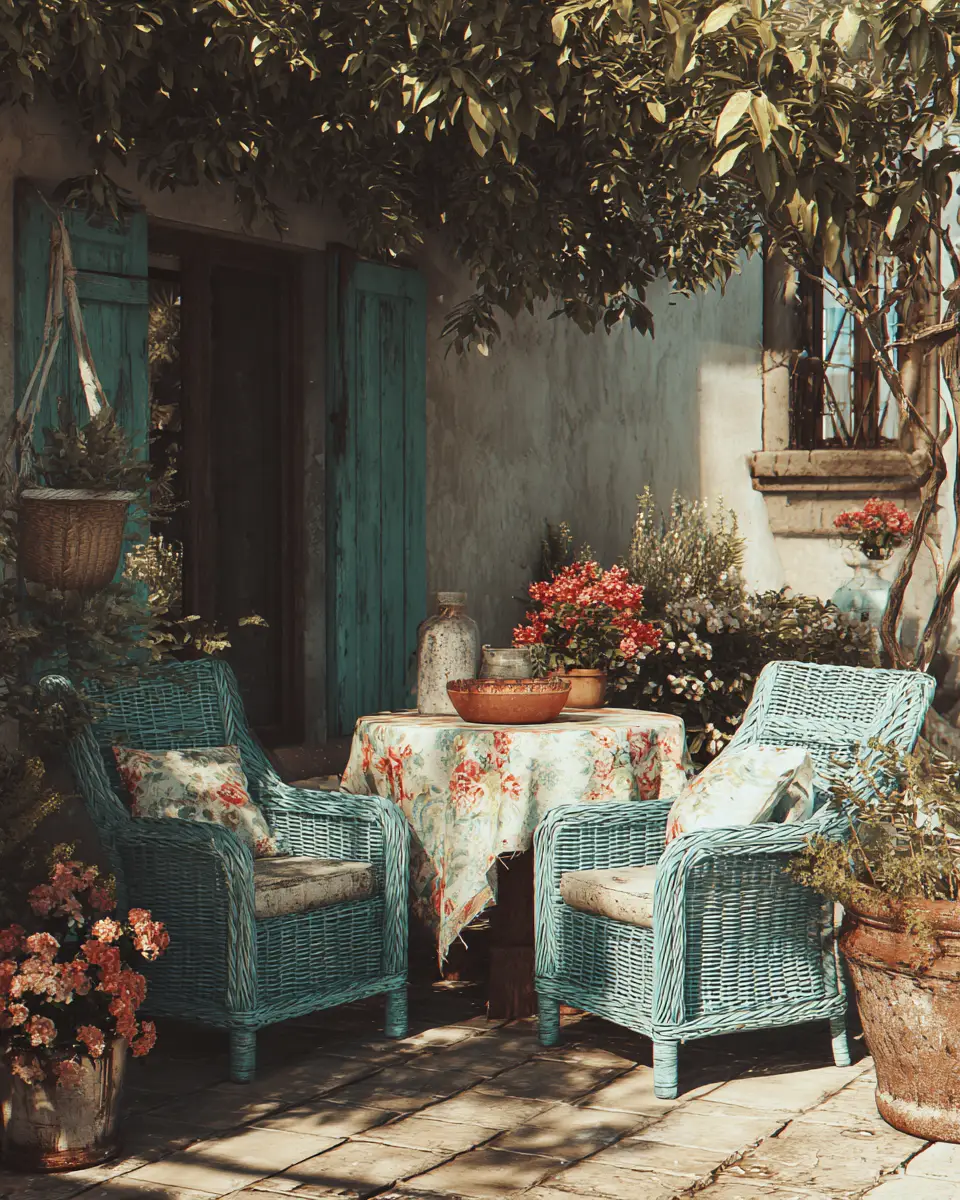 Sky Blue Vintage Patio Decor Ideas