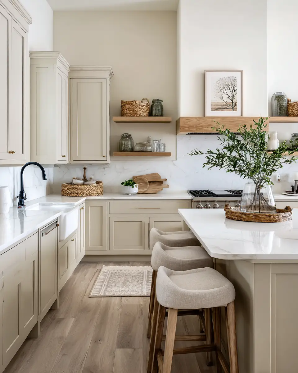 Soft Neutral Kitchen Decor Ideas - Featured