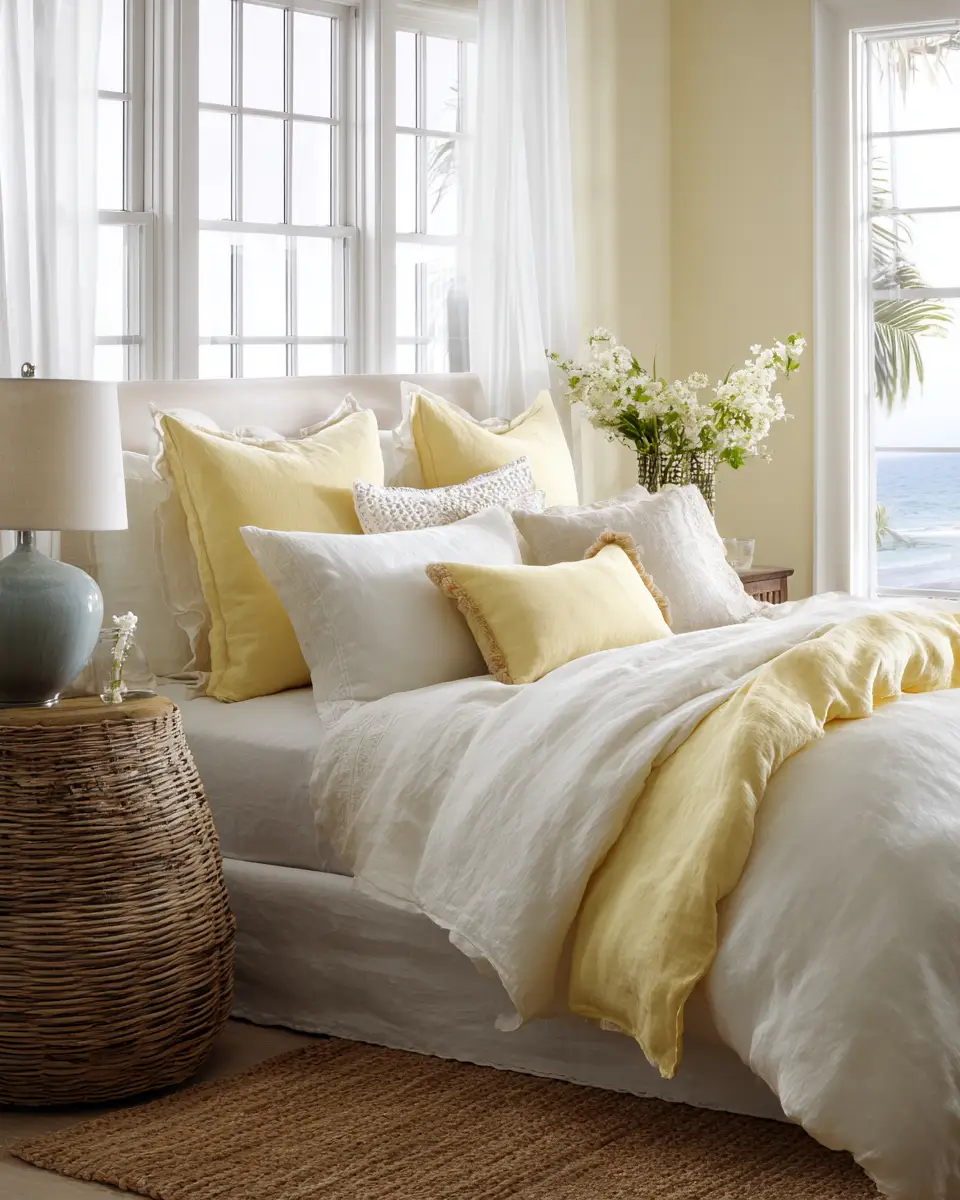 Soft Yellow Coastal Bedroom Decor Ideas