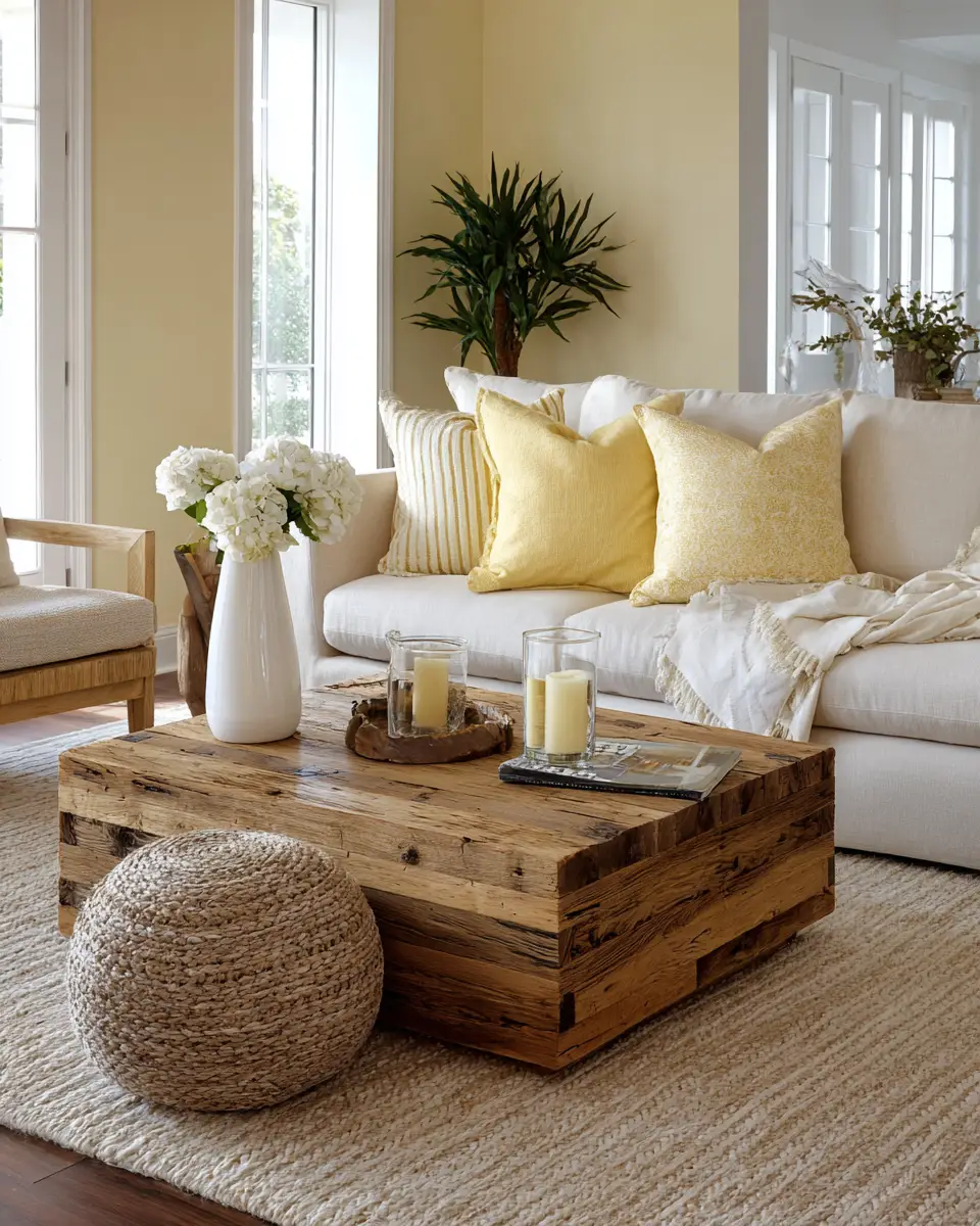 Soft Yellow Coastal Living Room Decor Ideas