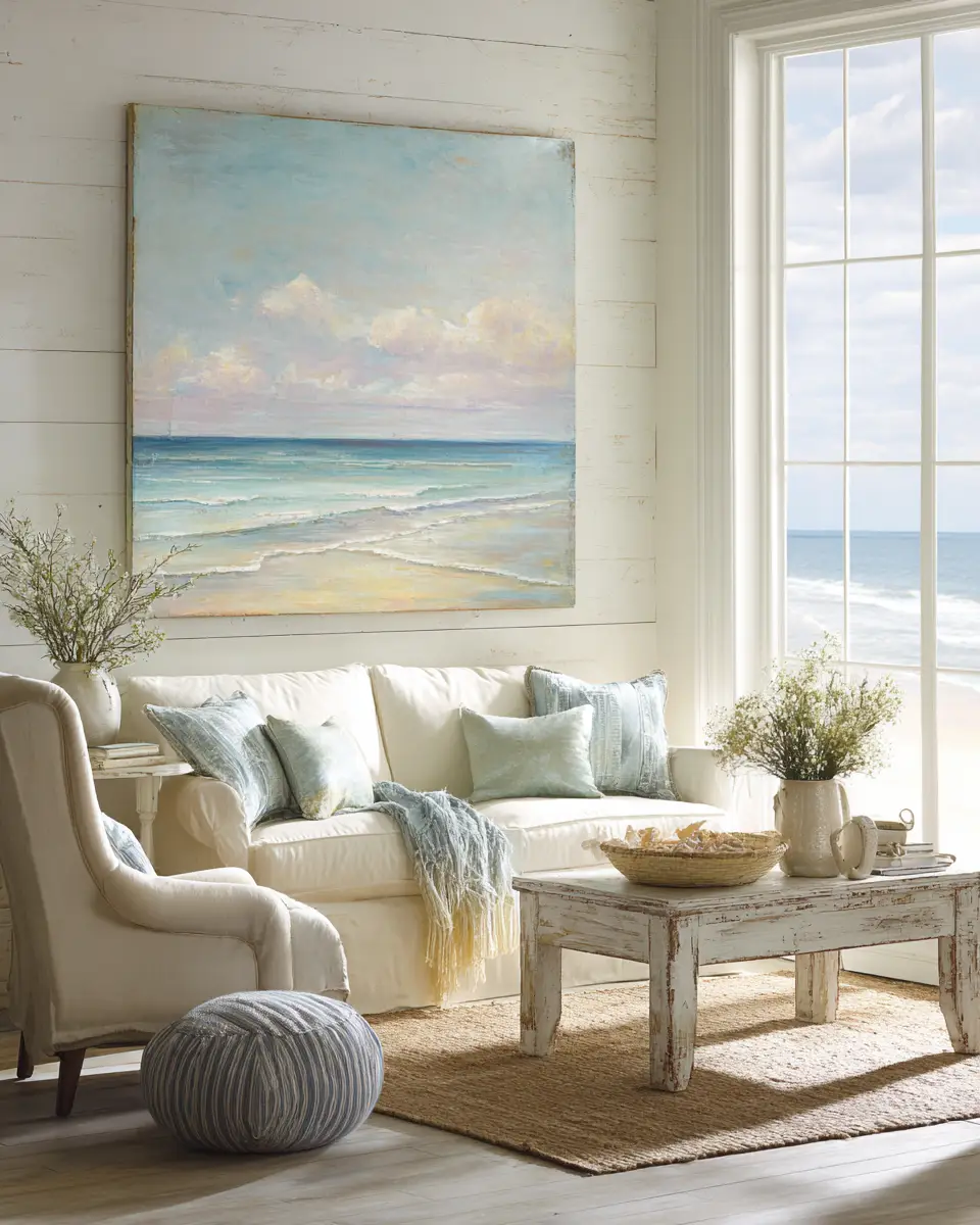 Soft Yellow Coastal Living Room Decor Ideas