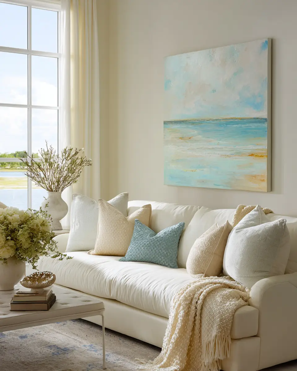 Soft Yellow Coastal Living Room Decor Ideas
