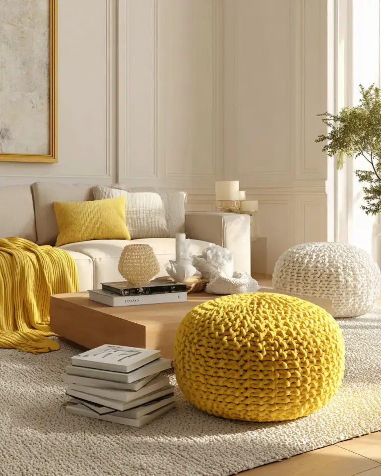 Soft Yellow Contemporary Living Room Decor Ideas - Featured