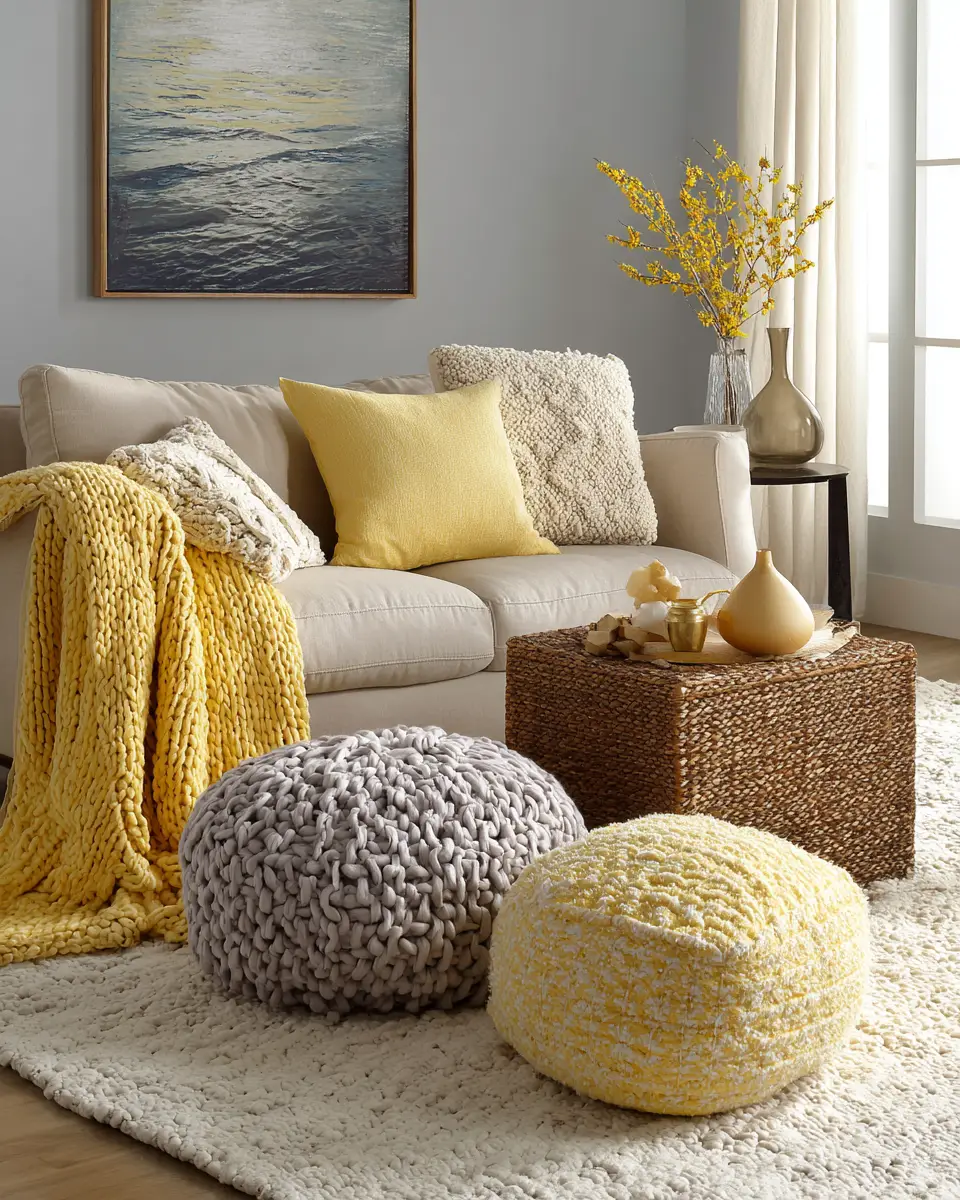 Soft Yellow Contemporary Living Room Decor Ideas