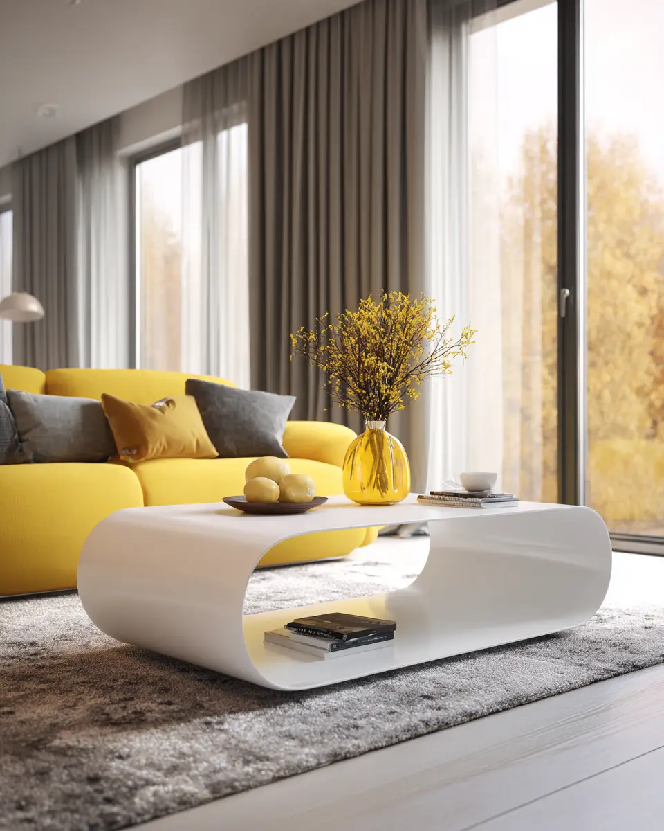 Soft Yellow Contemporary Living Room Decor Ideas