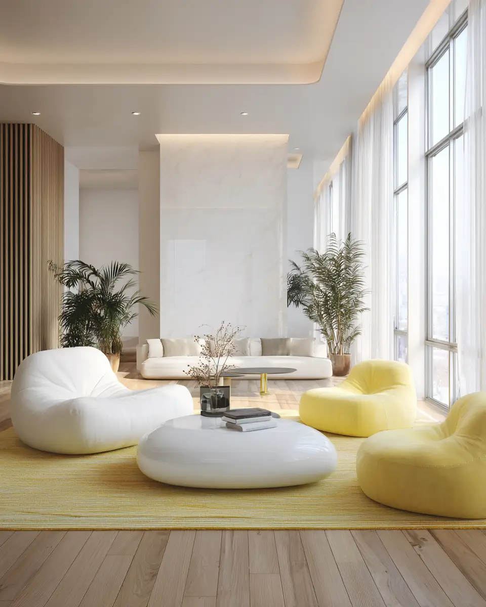 Soft Yellow Contemporary Living Room Decor Ideas