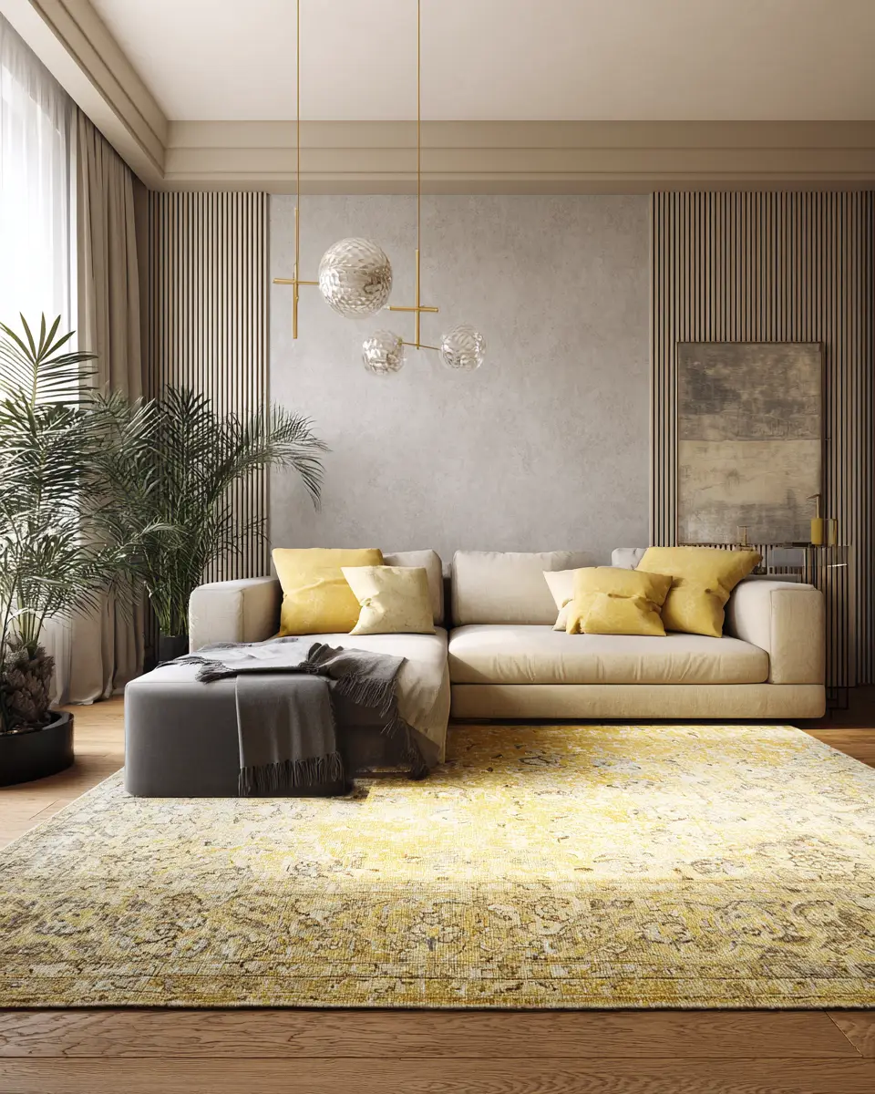 Soft Yellow Contemporary Living Room Decor Ideas