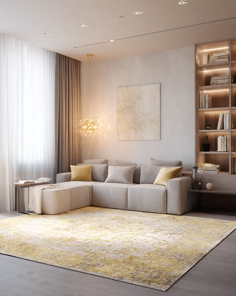 Soft Yellow Contemporary Living Room Decor Ideas