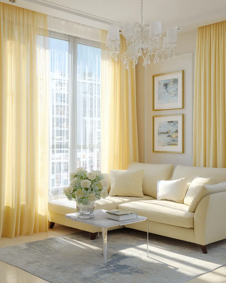 Soft Yellow Contemporary Living Room Decor Ideas