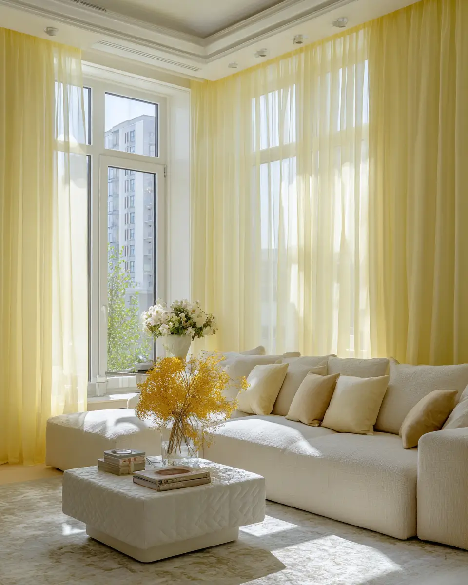 Soft Yellow Contemporary Living Room Decor Ideas