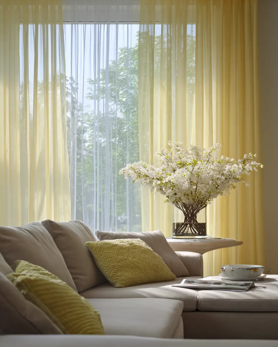 Soft Yellow Contemporary Living Room Decor Ideas