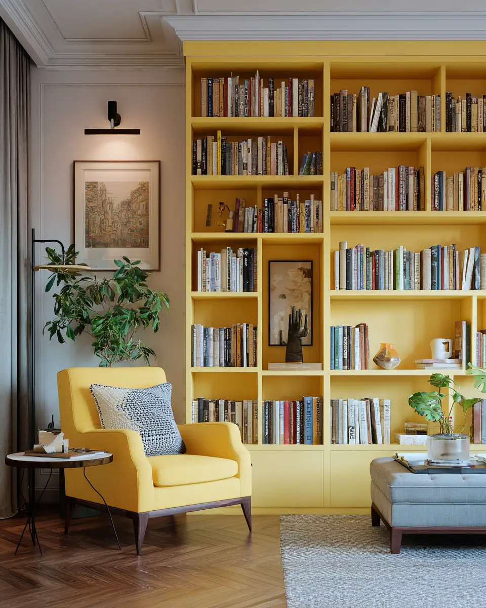 Soft Yellow Contemporary Living Room Decor Ideas