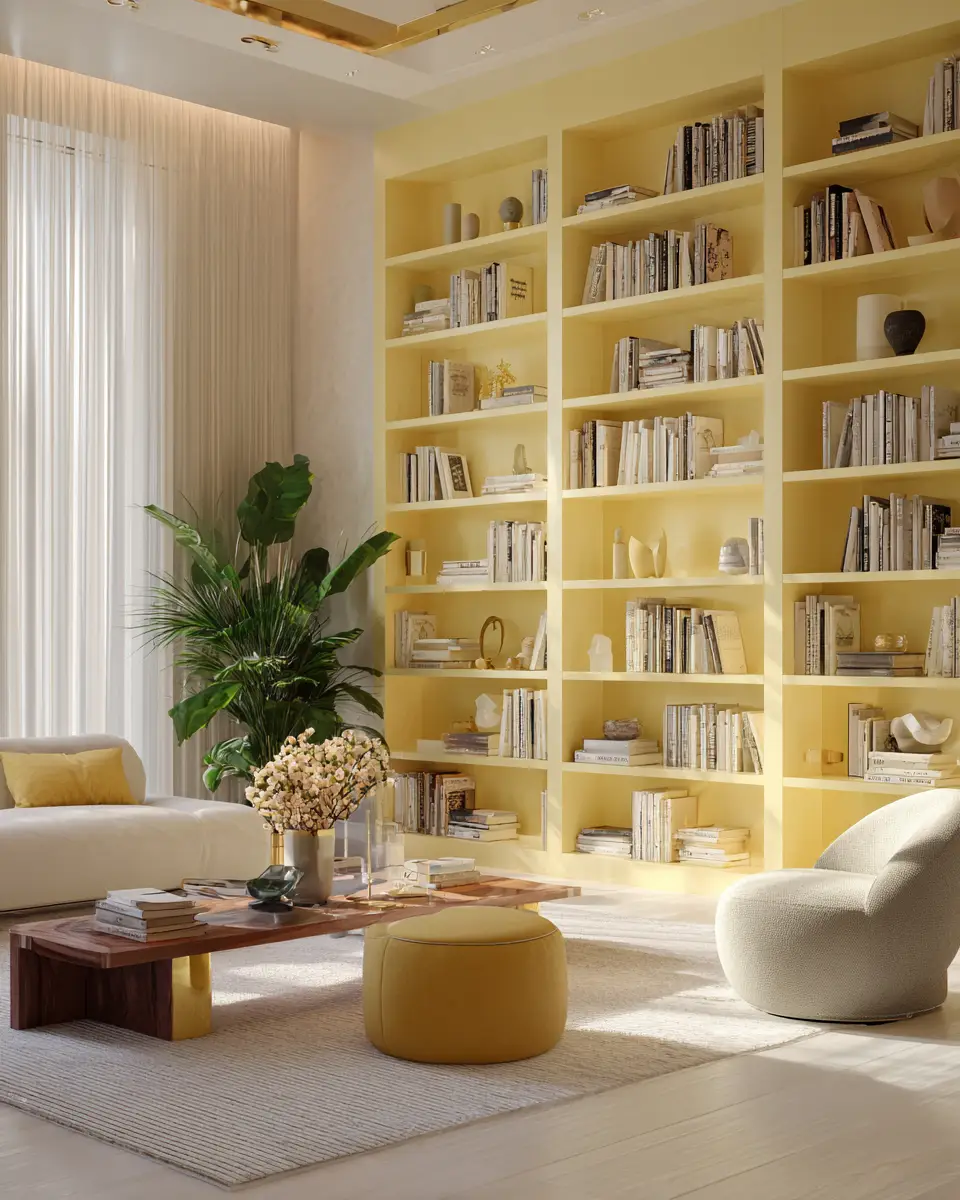 Soft Yellow Contemporary Living Room Decor Ideas