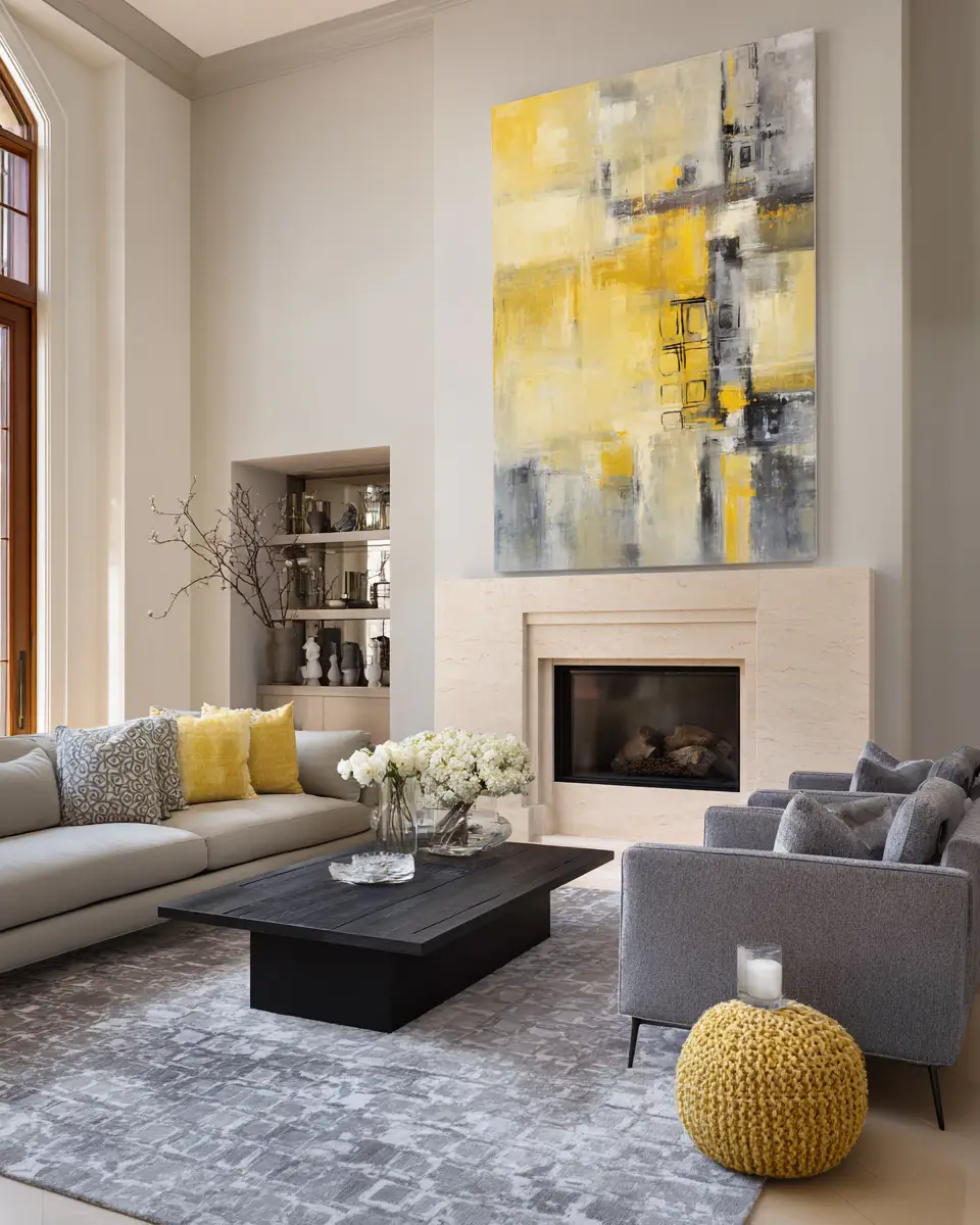Soft Yellow Contemporary Living Room Decor Ideas