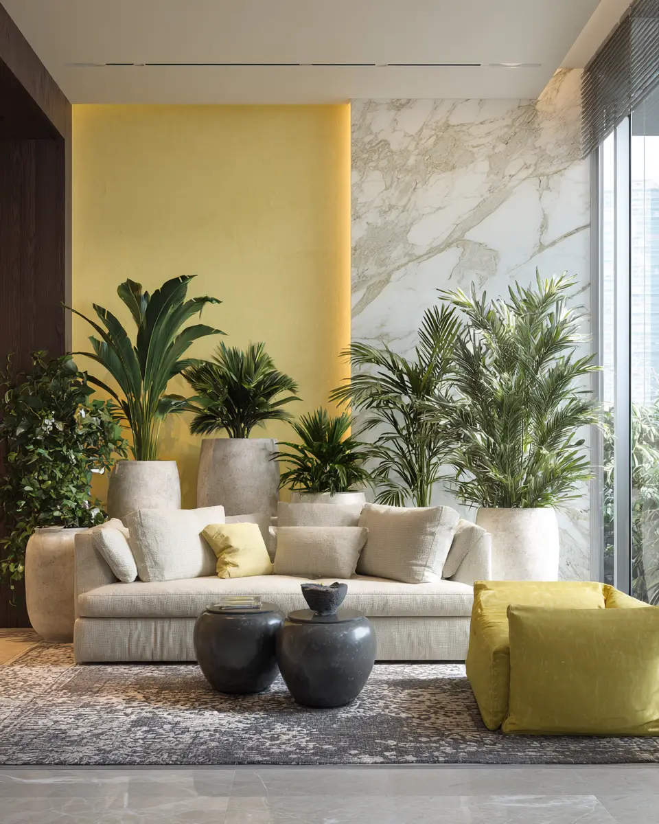 Soft Yellow Contemporary Living Room Decor Ideas