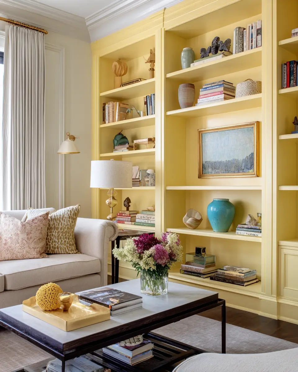 Soft Yellow Contemporary Living Room Decor Ideas