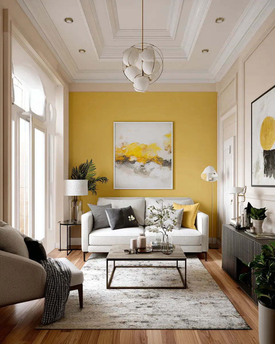 Soft Yellow Contemporary Living Room Decor Ideas