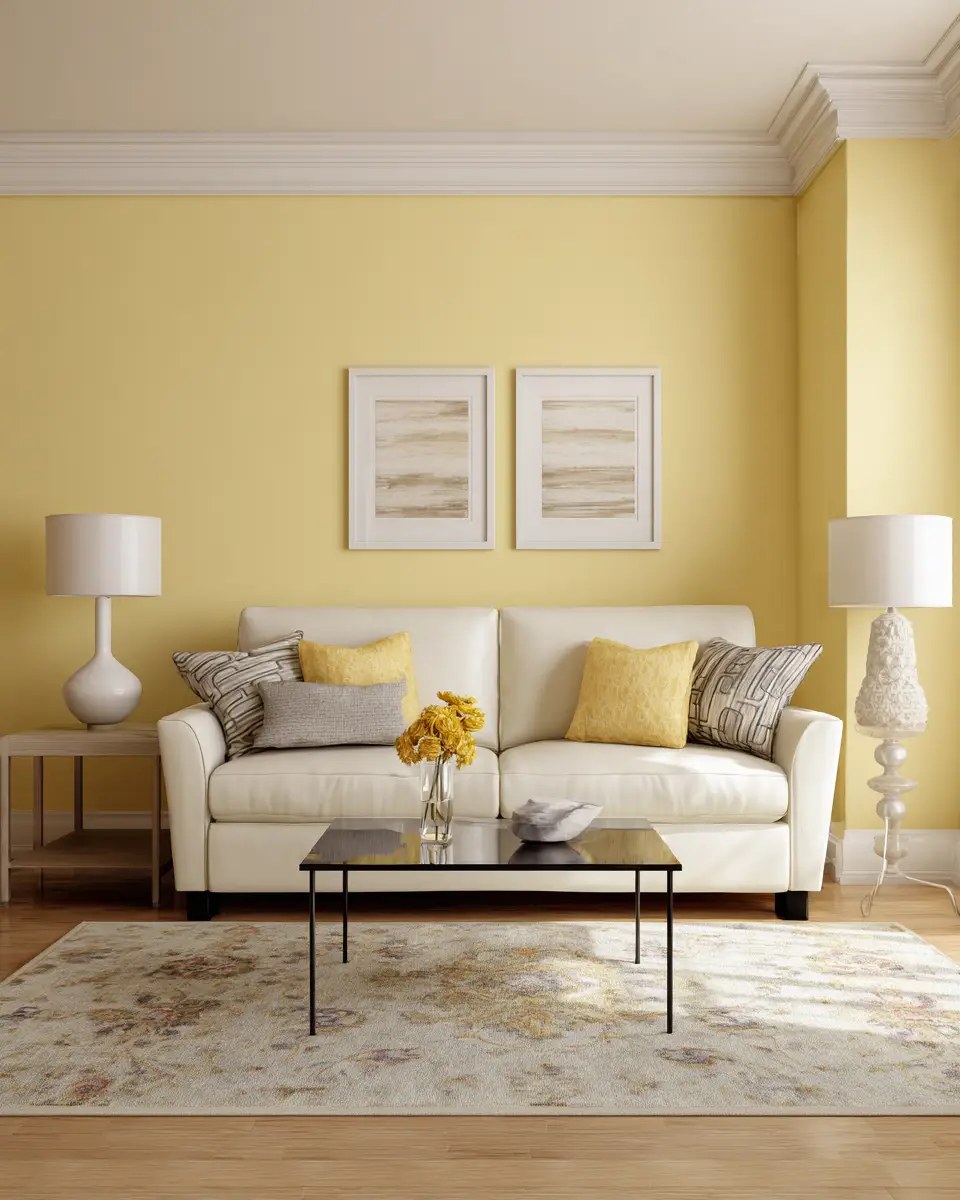 Soft Yellow Contemporary Living Room Decor Ideas